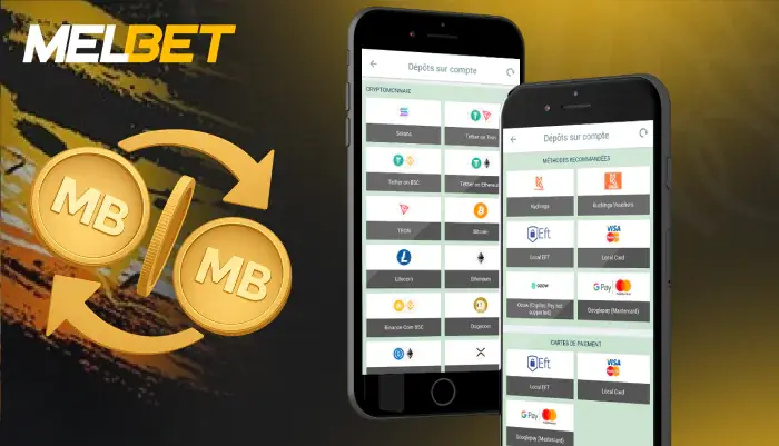 Liste des méthodes de paiement acceptées sur Melbet mobile
